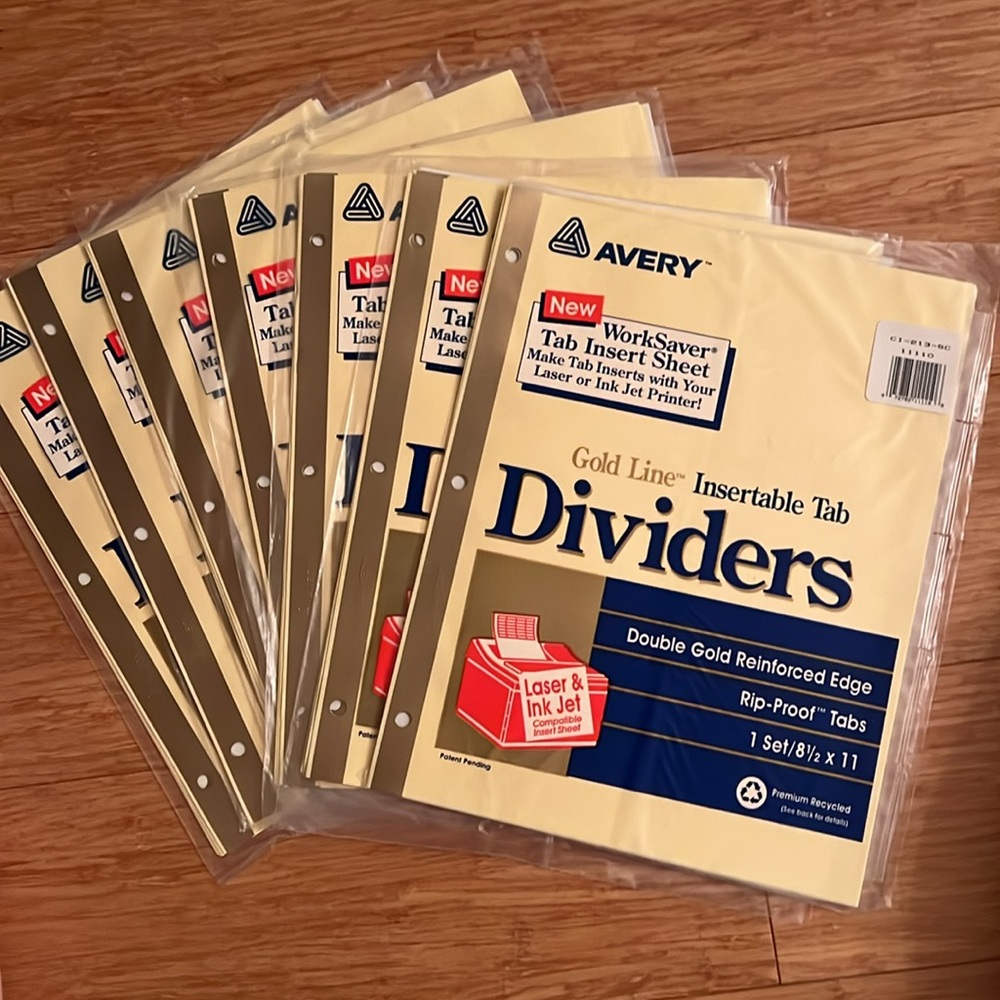 35 Avery Gold Line Insertable Tab Dividers Double sided Reinforced Edge